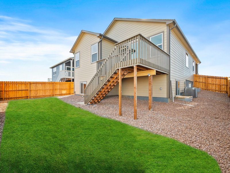 Exterior details and patio area of a home in Ridge at Lorson Ranch, Colorado Springs (Image 3).