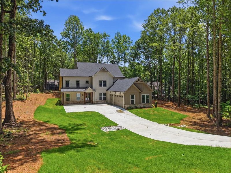 Front exterior of a new home in , Pendergrass, GA, highlighting curb appeal (Image 27). Front exterior of a new home in , Pendergrass, GA, highlighting curb appeal (Image 27).