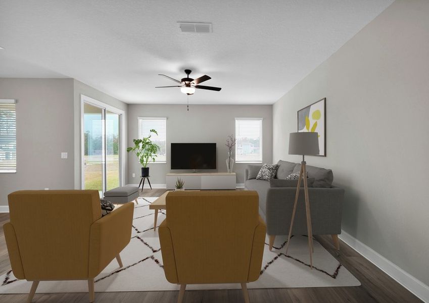 After a long day, lounge in the family room