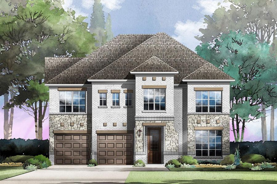 Representative exterior photo of a completed home built from the Grand Whitehall II by Grand Homes in Grand Oaks, Celina, TX (Image 28).