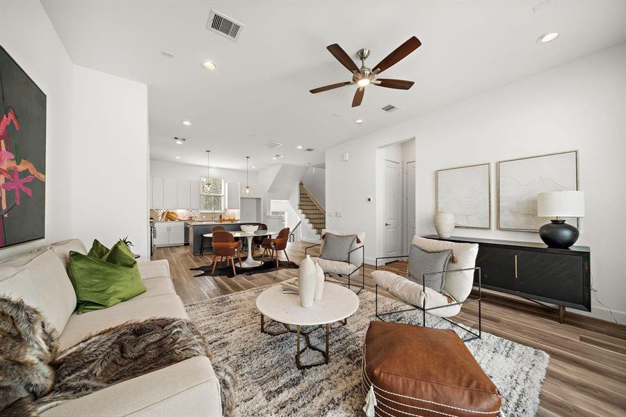 Looking back from your living room towards your dining and kitchen area, you can see how spacious this home truly is.