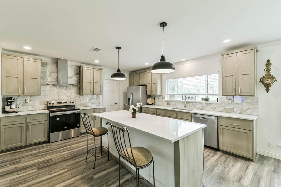 Plenty of counter and cabinet space.