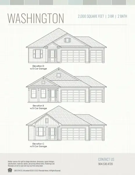 2D floor plan layout for the Washington by Riverside Homes in Sagebrush at EverRange, Jacksonville, FL (Image 6).