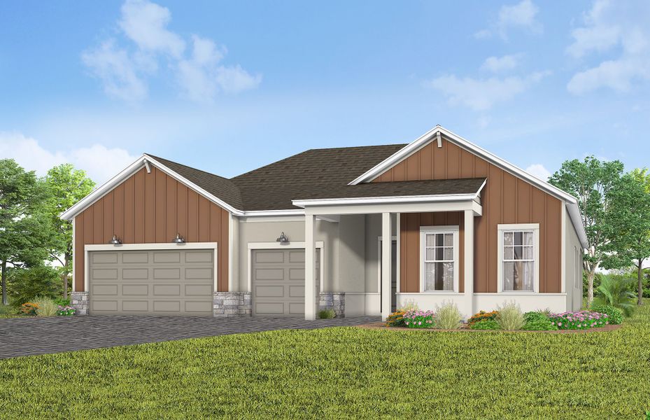 Representative exterior photo of a completed home built from the Renown by Del Webb in Del Webb Lakehaven, Clermont, FL (Image 1).