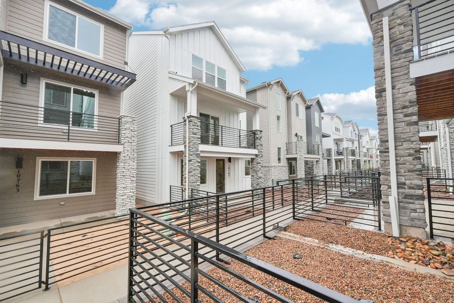 Exterior details and patio area of a home in Parkside at Victory Ridge, Colorado Springs (Image 22).