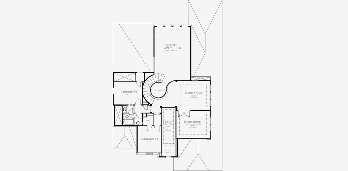 2D floor plan layout for the 3399W by Perry Homes in Ramble 60', Celina, TX (Image 6).
