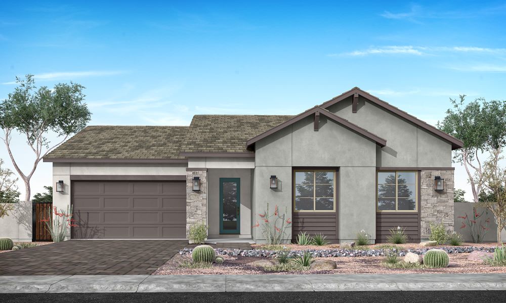 Representative exterior photo of a completed home built from the Dahlia Plan 5006 by Tri Pointe Homes in Soleo, San Tan Valley, AZ (Image 20).