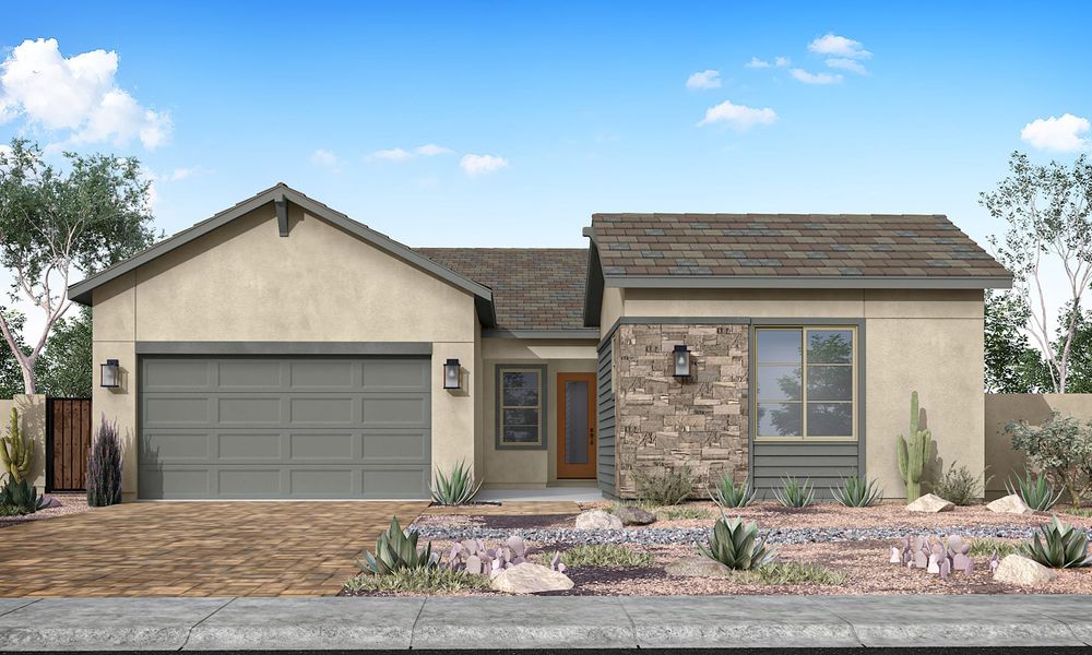 Representative exterior photo of a completed home built from the Echo Plan 4508 by Tri Pointe Homes in Soleo, San Tan Valley, AZ (Image 17).