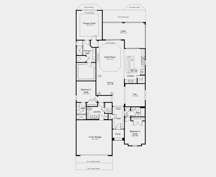 2D floor plan layout for the Lazio by Taylor Morrison in Esplanade at St. Marys, St. Marys, GA (Image 3).
