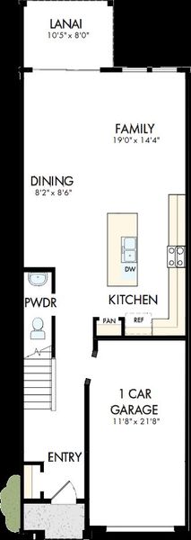 2D floor plan layout of this home in Waterset Townhomes, Apollo Beach, FL (Image 2). 2D floor plan layout of this home in Waterset Townhomes, Apollo Beach, FL (Image 2).