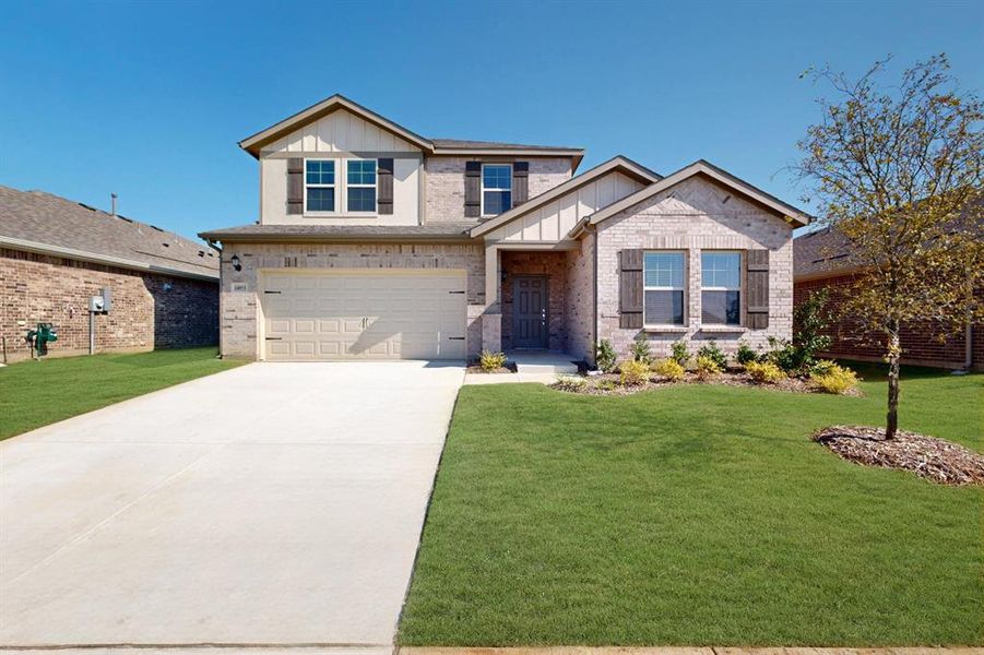 Front exterior of a new home in Mobberly Farms, Pilot Point, TX, highlighting curb appeal (Image 19).