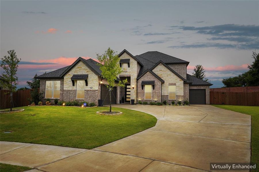 Front exterior of a new home in Ridgepoint, Midlothian, TX, highlighting curb appeal (Image 2). Front exterior of a new home in Ridgepoint, Midlothian, TX, highlighting curb appeal (Image 2).