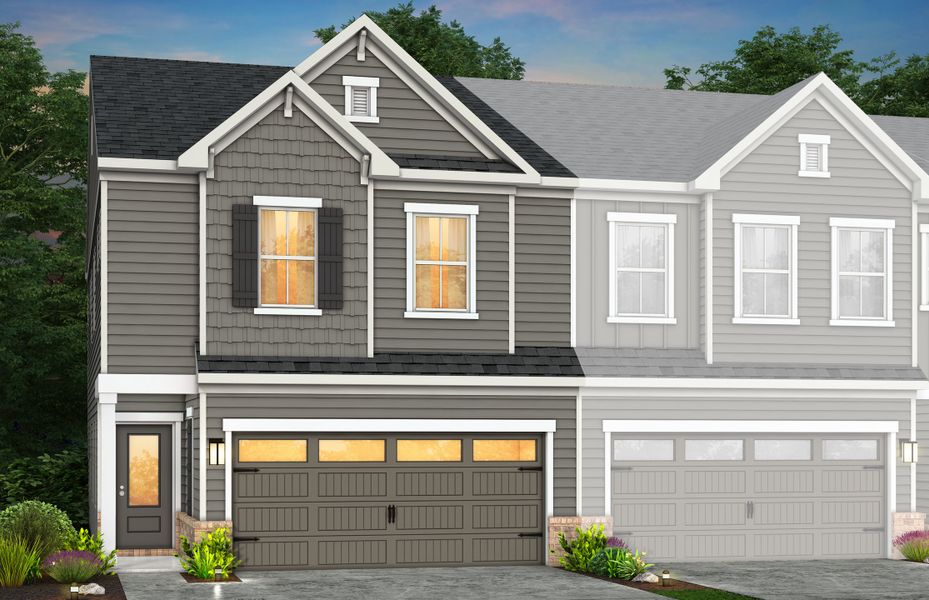 Front exterior of a new home in Galloway Towns, Charlotte, NC, highlighting curb appeal (Image 23).