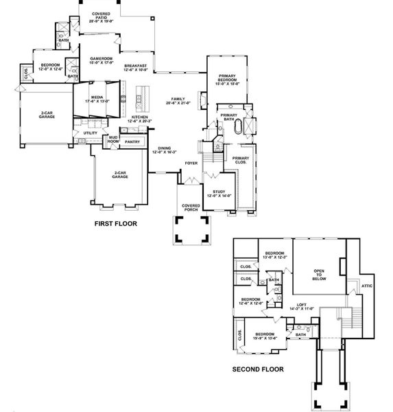 2D floor plan layout of this home in Sienna, Missouri City, TX (Image 3).