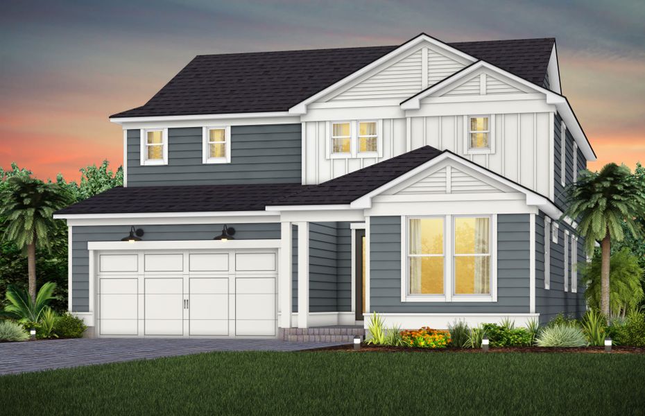 Representative exterior photo of a completed home built from the Serena by Pulte Homes in Westerly Park at Wildlight, Wildlight, FL (Image 20).