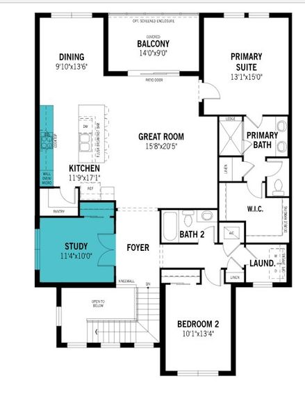 2D floor plan layout of this home in Lakespur at Wellen Park, Venice, FL (Image 3).