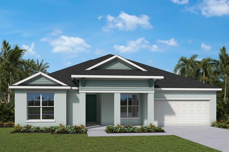 Front exterior of a new home in Coasterra, Palmetto, FL, highlighting curb appeal (Image 1). Front exterior of a new home in Coasterra, Palmetto, FL, highlighting curb appeal (Image 1).