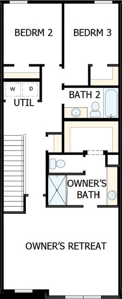 2D floor plan layout of this home in Nexus Townhomes, Gallatin, TN (Image 3).