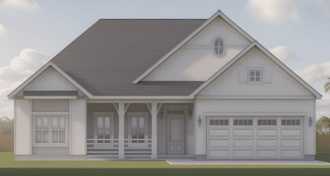 Front exterior of a new home in The Sanctuary at Sunset Beach, Sunset Beach, NC, highlighting curb appeal (Image 2).