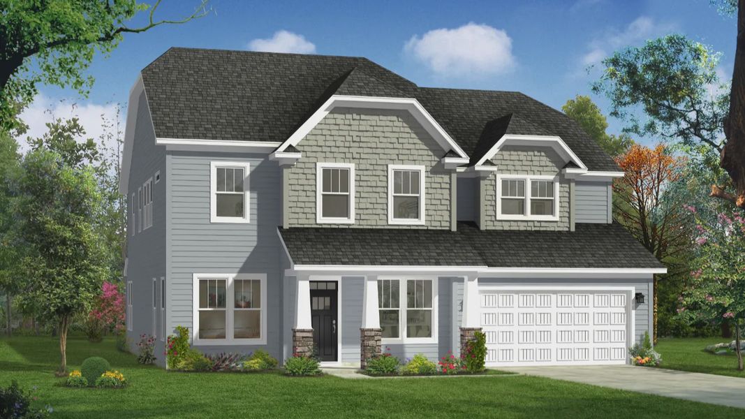 Front exterior of a new home in Kayfield at Midway, Anderson, SC, highlighting curb appeal (Image 1).
