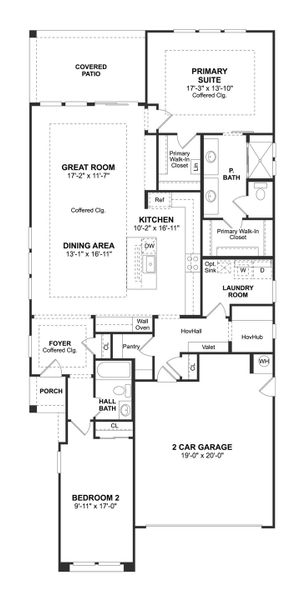 2D floor plan layout for the Copland by K. Hovnanian® Homes in K. Hovnanian’s® Four Seasons at Victory at Verrado Cottages, Buckeye, AZ (Image 3).