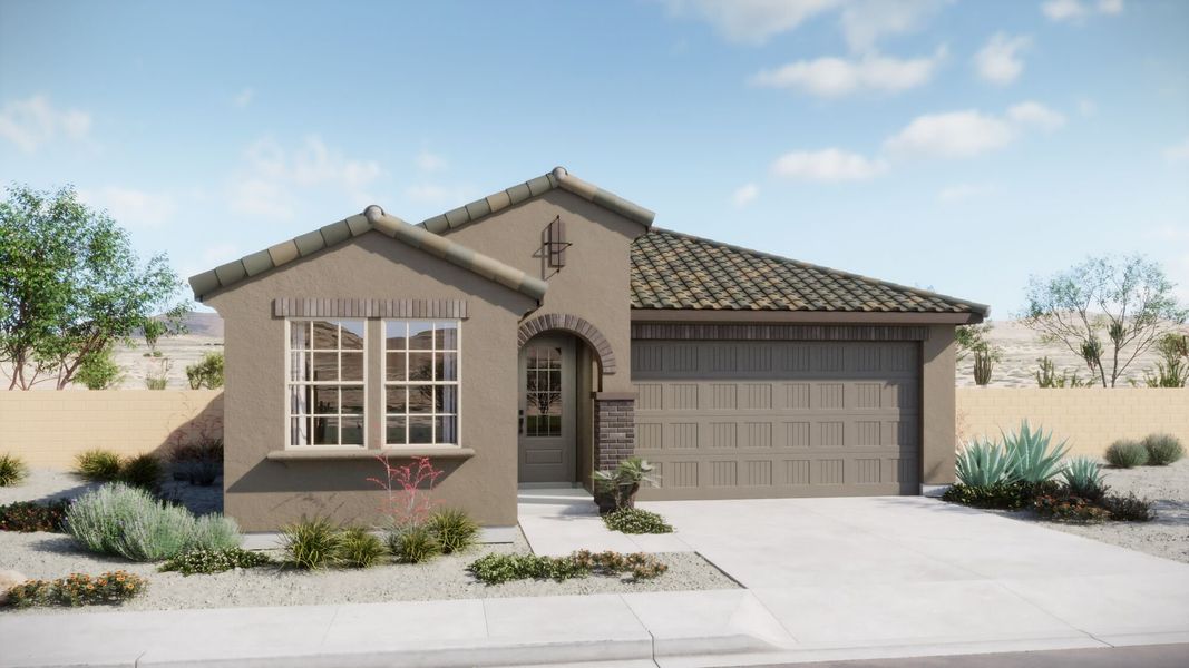 Representative exterior photo of a completed home built from the Sepia by Mattamy Homes in Alamar At Rocking K, Tucson, AZ (Image 3). Representative exterior photo of a completed home built from the Sepia by Mattamy Homes in Alamar At Rocking K, Tucson, AZ (Image 3).
