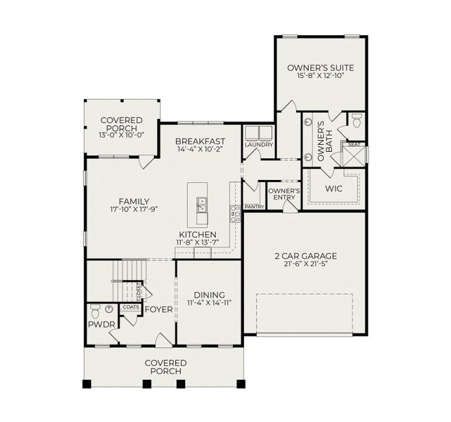 2D floor plan layout for the Essington Craftsman Foursquare by Homes by Dickerson in The View, Durham, NC (Image 3).