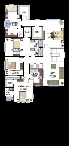 2D floor plan layout for the Mariana by GL Homes in Lotus Edge, Boca Raton, FL (Image 4).