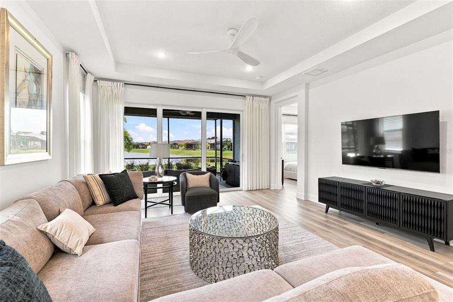 Furnished interior view inside a new home in Esplanade at Azario Lakewood Ranch, Bradenton (Image 17). Furnished interior view inside a new home in Esplanade at Azario Lakewood Ranch, Bradenton (Image 17).