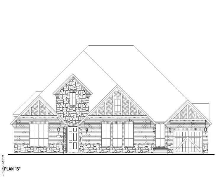 Plan 815 Elevation B w/ Stone