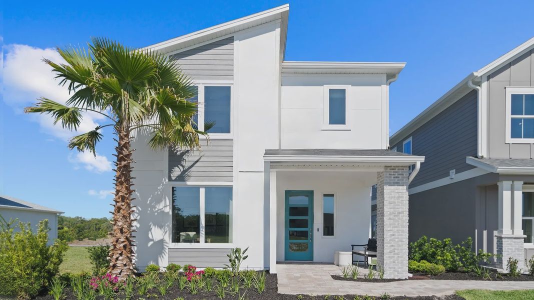 Representative exterior photo of a completed home built from the Ambersweet by DRB Homes in Trinity Place, St. Cloud, FL (Image 1). Representative exterior photo of a completed home built from the Ambersweet by DRB Homes in Trinity Place, St. Cloud, FL (Image 1).