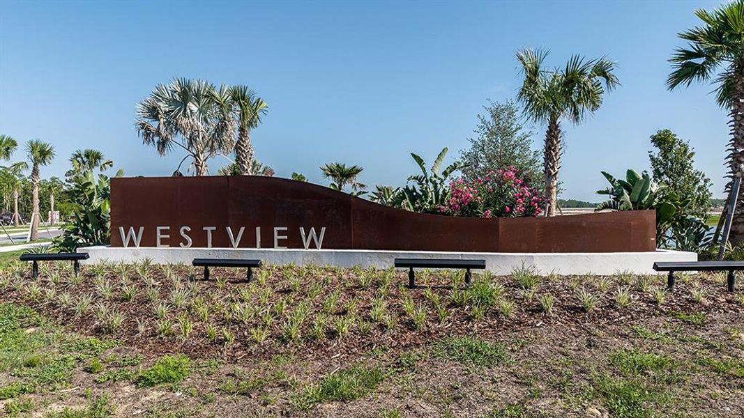 Front exterior of a new home in Aden South at Westview, Kissimmee, FL, highlighting curb appeal (Image 18). Front exterior of a new home in Aden South at Westview, Kissimmee, FL, highlighting curb appeal (Image 18).