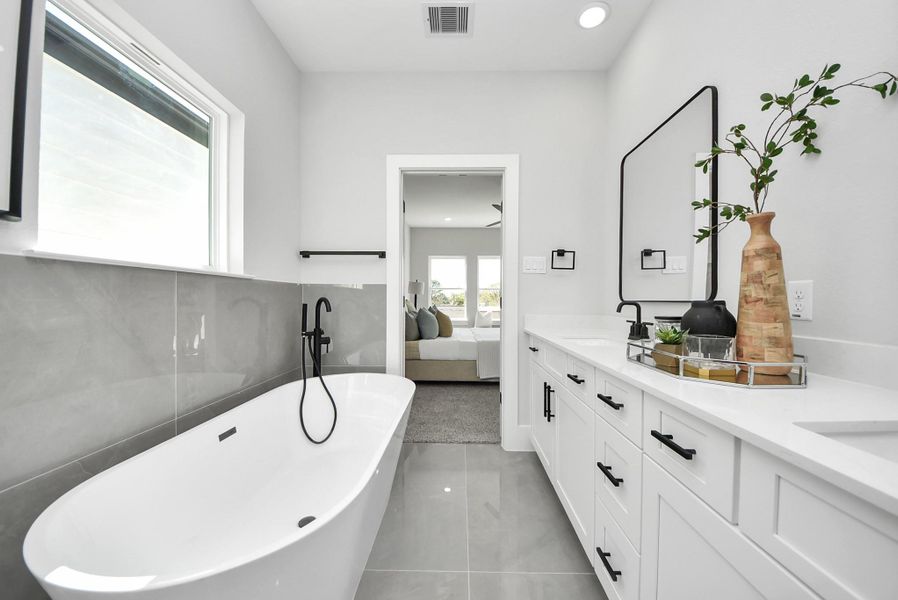 Furnished interior view inside a new home in Skyline Homes at Cavalcade, Houston (Image 41). Furnished interior view inside a new home in Skyline Homes at Cavalcade, Houston (Image 41).