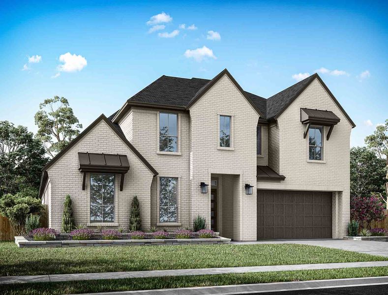 Front exterior of a new home in Trillium 60′, Richmond, TX, highlighting curb appeal (Image 20).