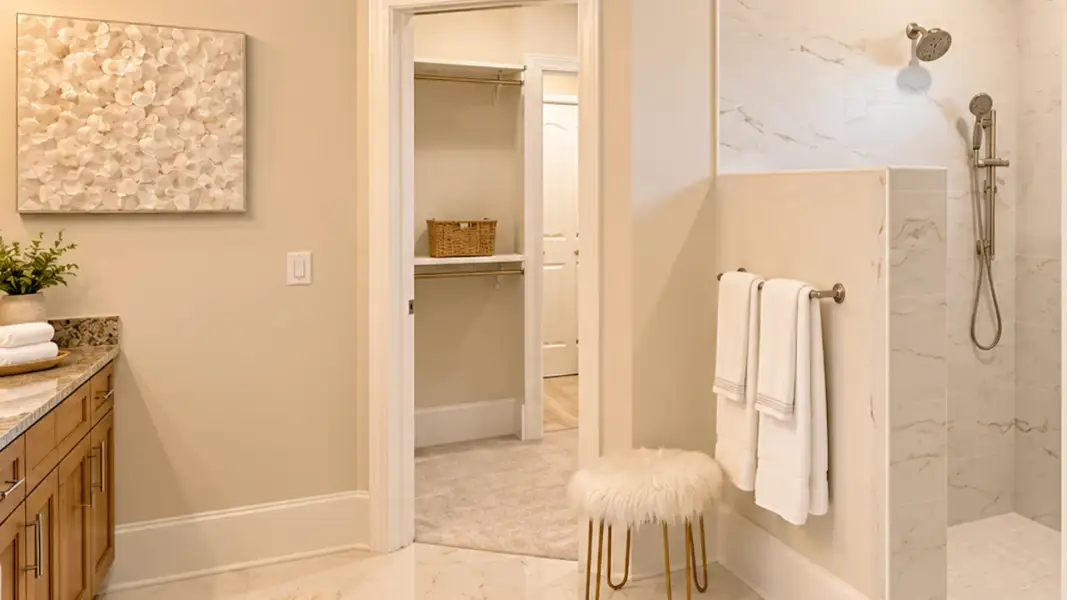 Furnished interior view inside a new home in Courtyards by Carrell, Ocean Isle Beach (Image 20).