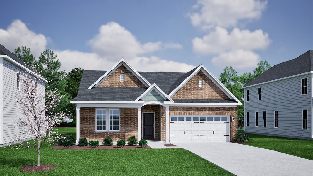 Representative exterior photo of a completed home built from the Bates II - Vanguard Collection by Mungo Homes in Scotts Hill Village, Wilmington, NC (Image 24).