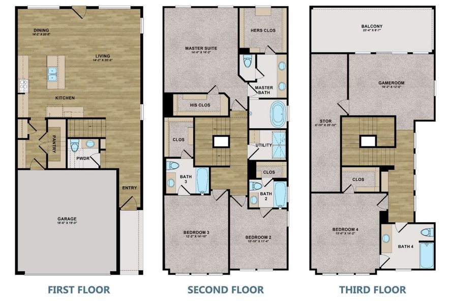 2D floor plan layout for the The Camilla by Riverway Homes in Spring Valley Creek, Houston, TX (Image 3).