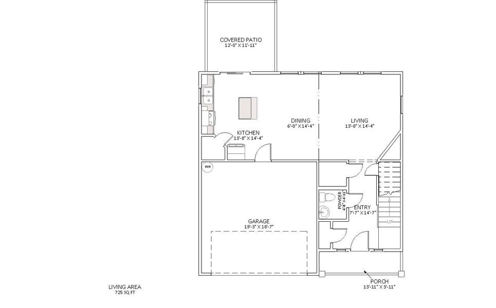 2D floor plan layout for the Heatherwood by Enchanted Homes in Arcadia Village, Spartanburg, SC (Image 5).