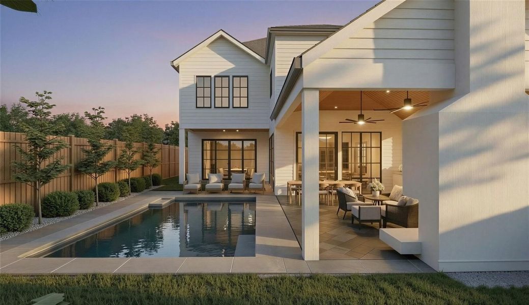 Rendering: Large backyard (Pool is optional and not included in price)