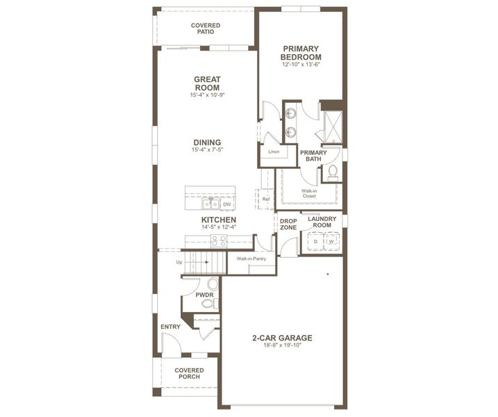 2D floor plan layout for the Lynwood by Richmond American Homes in Estates at Rivers Edge, Parrish, FL (Image 3).