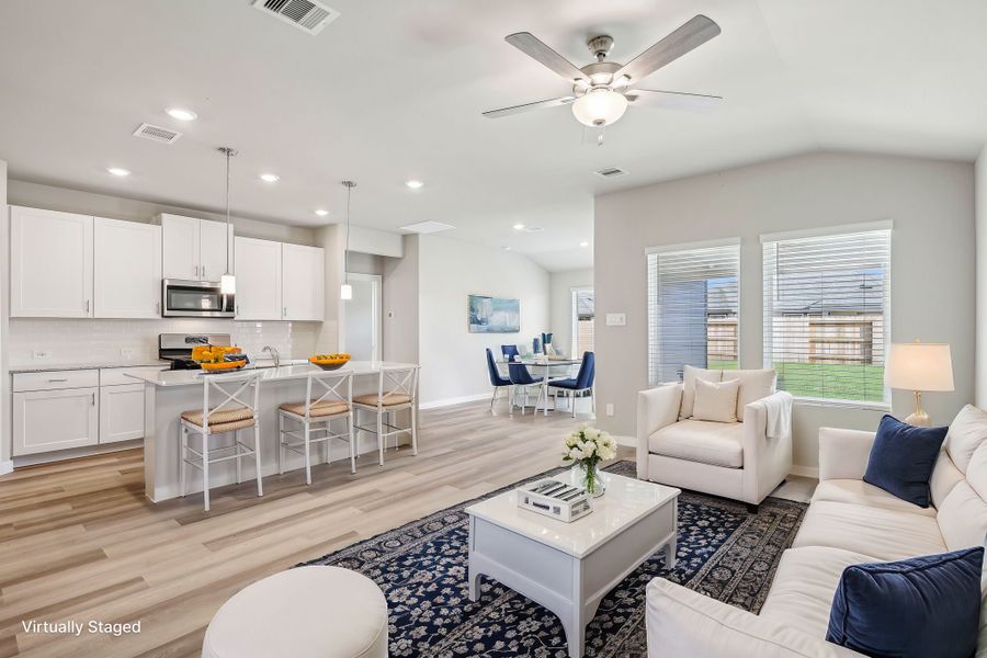 Furnished interior view inside a new home in Sanford Farms - Premier Series, Waller (Image 3). Furnished interior view inside a new home in Sanford Farms - Premier Series, Waller (Image 3).
