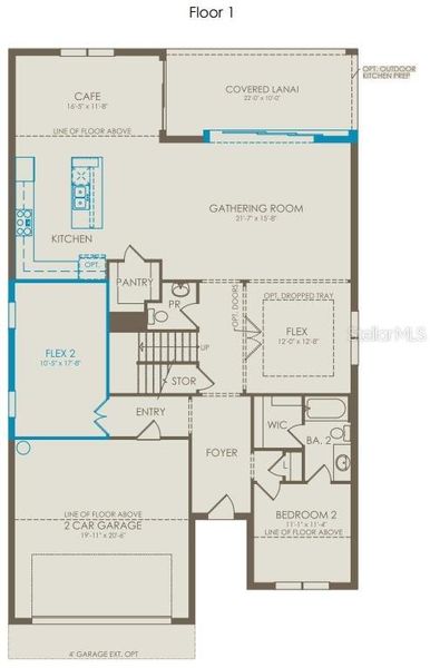 2D floor plan layout of this home in Willow Ridge, Montverde, FL (Image 2).