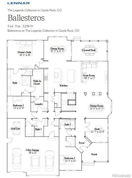 2D floor plan layout of this home in Macanta, Castle Rock, CO (Image 2).