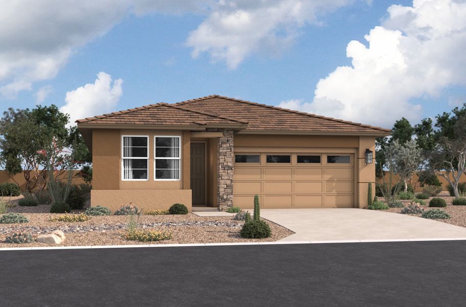 Representative exterior photo of a completed home built from the Shiloh by Beazer Homes in Highpointe at Northpointe, Peoria, AZ (Image 23).