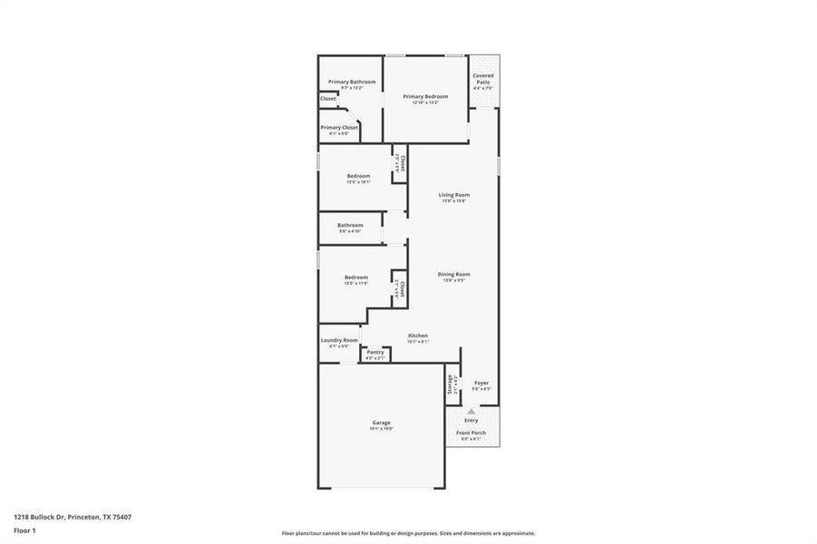 2D floor plan layout of this home in Princeton Heights, Princeton, TX (Image 3).