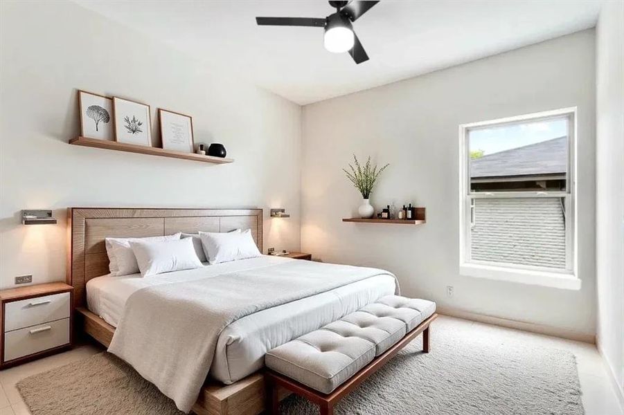 Bedroom featuring a ceiling fan
