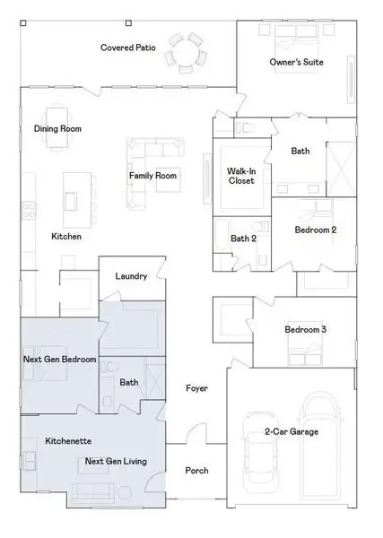 2D floor plan layout of this home in Anniston: Pinnacle Collection, Katy, TX (Image 4).