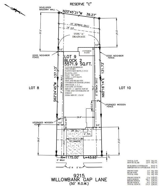 9215 Willowbank Gap Preliminary Plot Plan