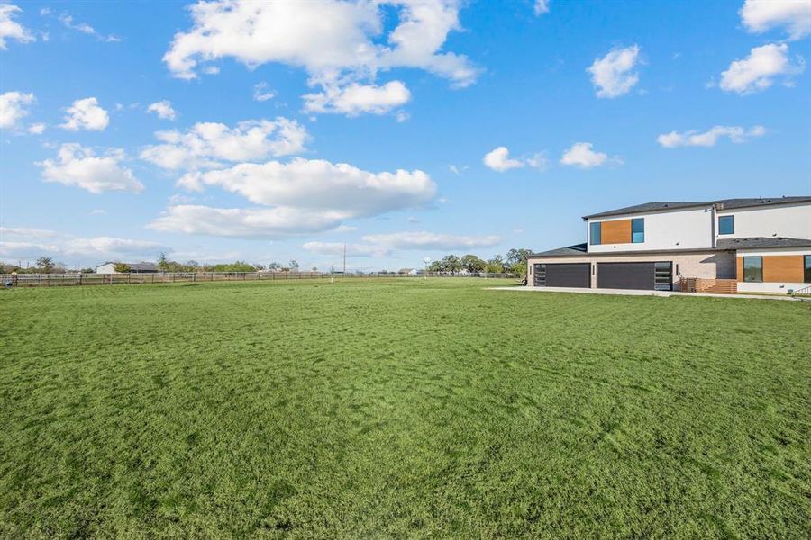 Expansive backyard with room for play and recreation. Expansive backyard with room for play and recreation.