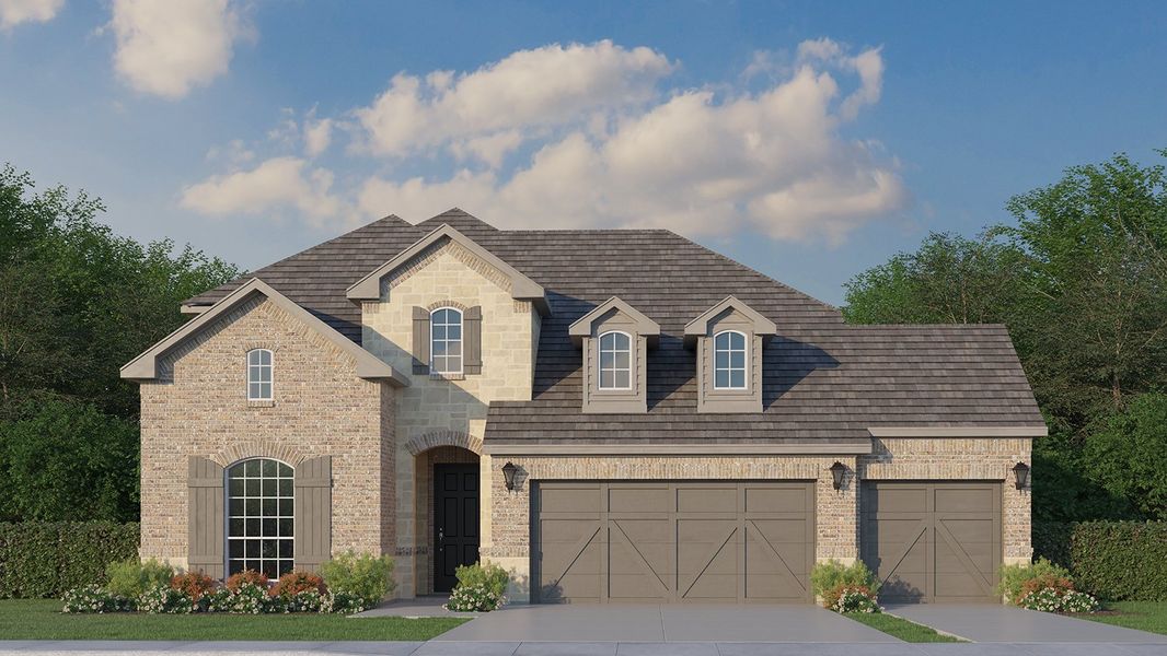 Plan 1525 Elevation C w/ Stone 3-Car by American Legend Homes